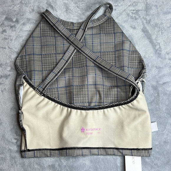 NWT KiraGrace Grace Yoga Halter Crop Top Spring Plaid Size Small - Picture 12 of 14